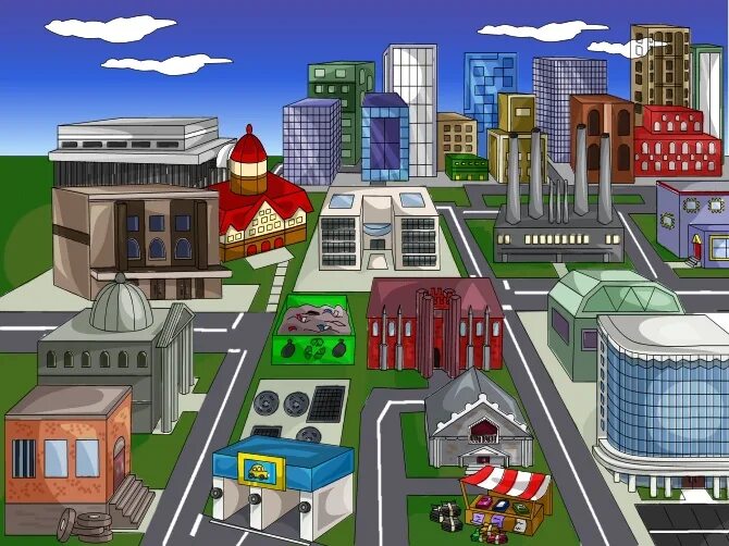 My town 6. Город для дошкольников. Инфраструктура города для детей. Карта города для детей. Город игра для детей.