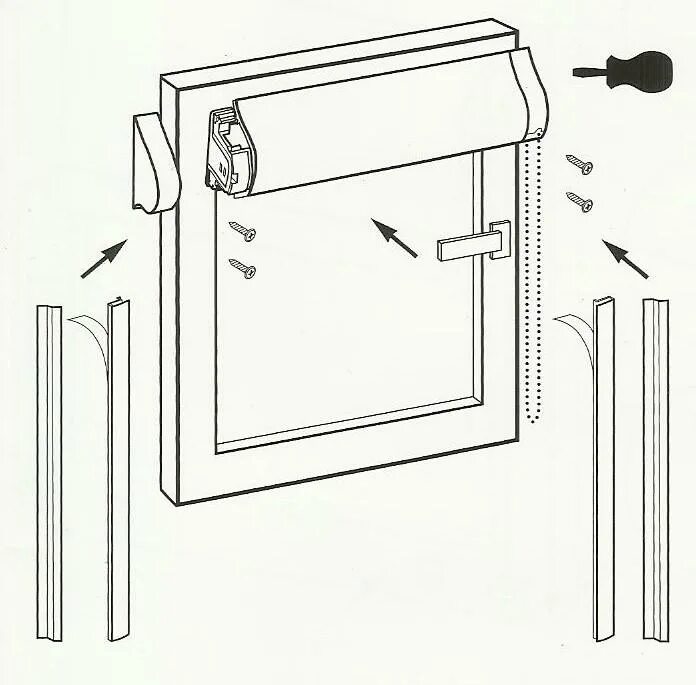 Рулонные шторы собрать своими руками. Схема сборки uni2. Сборка рулонных штор uni1. Монтаж рулонных штор Uni 2 на пластиковые окна. Рулонные жалюзи крепление снизу окна.