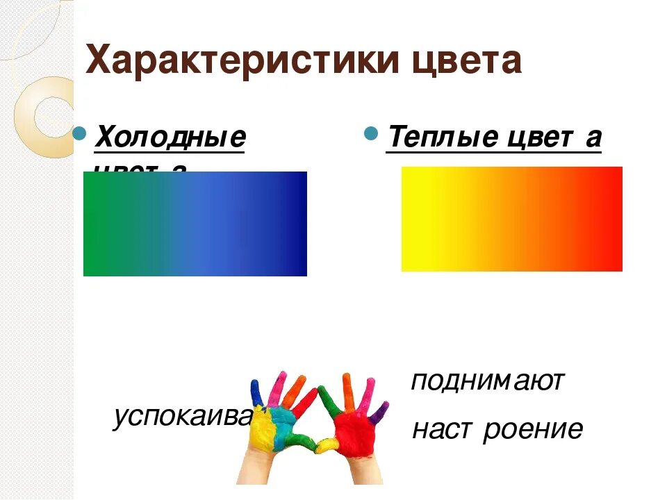 Характеристика холодных цветов. Теплые цвета. Характеристики цвета. Теплые и холодные цвета. Борьба теплого и холодного цветов