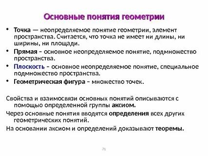 Геометрия понятия и определения