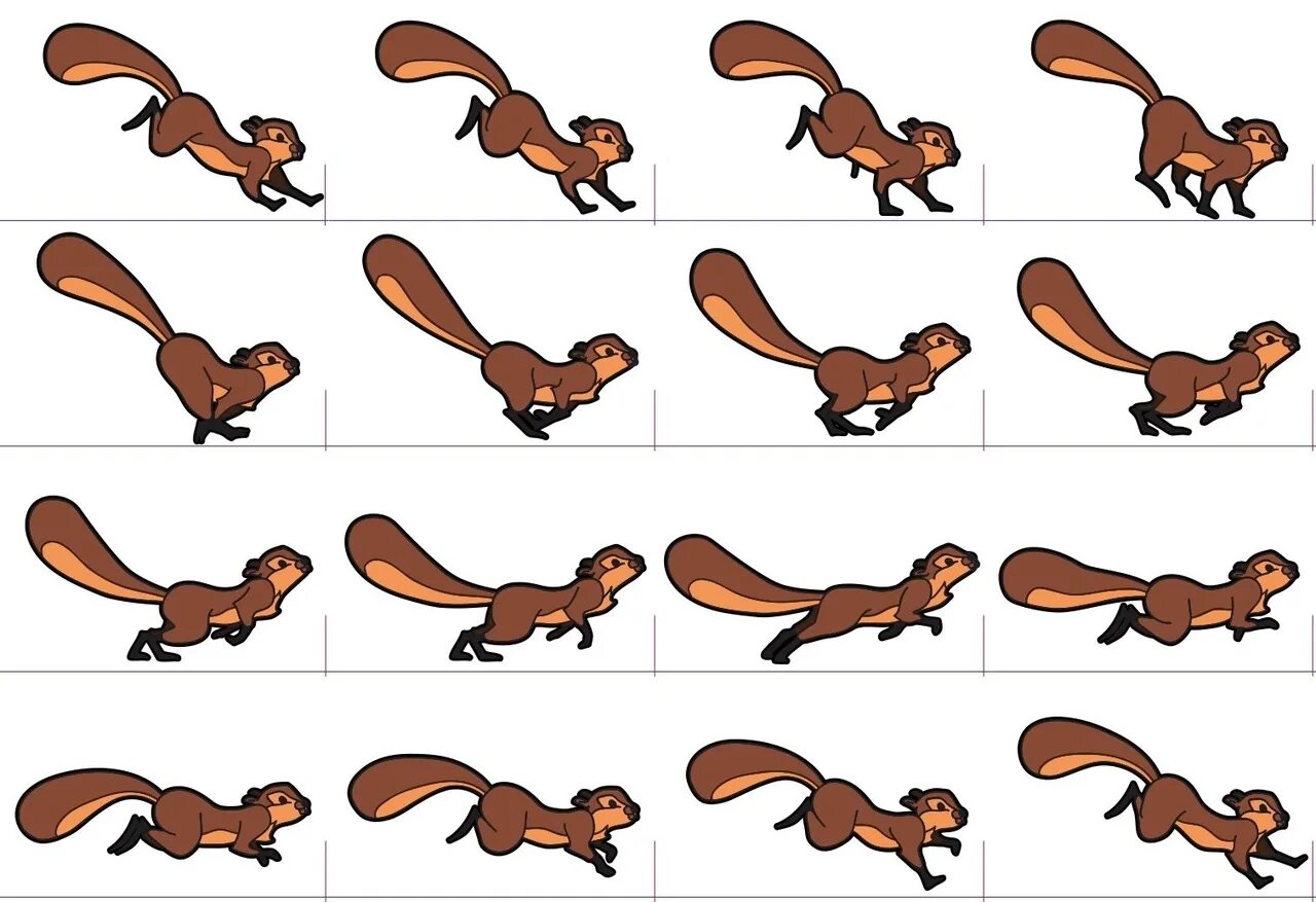 Мультяшные животные в движении. Персонажи для мультика по кадрам. Покадровая анимация мультипликация. Animation templates