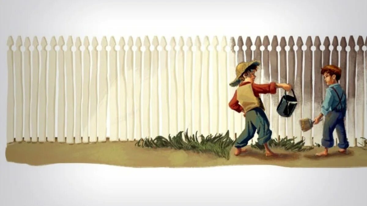 Том сойер белит забор. Том Сойер красит забор. Приключения Тома Сойера том красит забор. Том Сойер красит забор иллюстрация.
