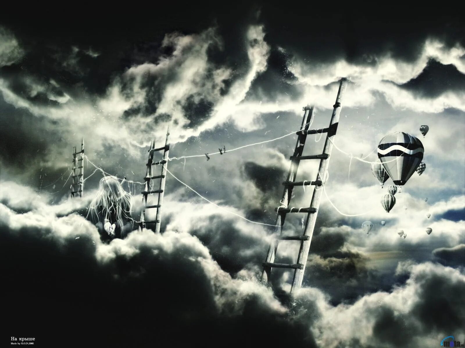 ангел в небе. человек на облаке. лестница жизни. уходите в облака. человек на облаке.