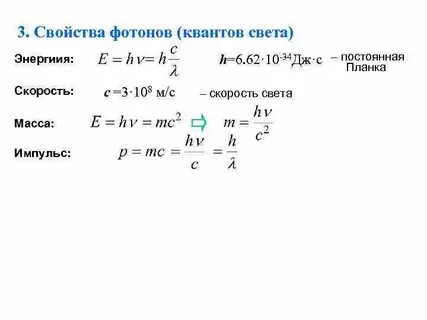 Величина энергии фотона