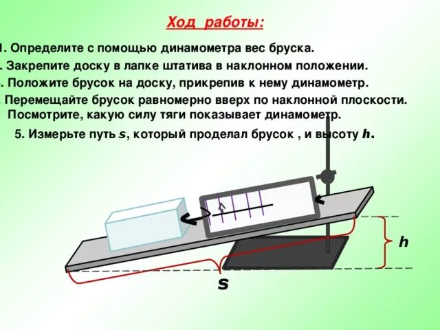 Как измерить вес бруска с помощью динамометра. Закрепите доску в лапке штатива в наклонном положении. Измерение силы трения динамометром. Как определить вес бруска с помощью динамометра. Укрепить динамометр в лапке штатива