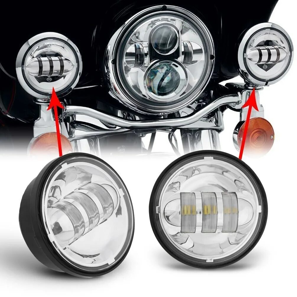 Дополнительное птф. Harley davidson фара daymaker. светодиодная фара 4дюймп. светодиодные птф 4.5 дюймов. led fog light противотуманные фары.