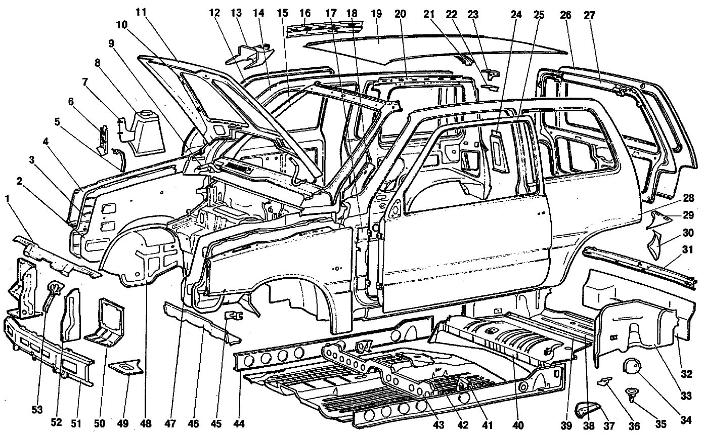 Детали кузова нива. Конструкция кузова ВАЗ 21214. Кузов ВАЗ 1111 снизу. Схема кузова ВАЗ 2121. Детали кузова ВАЗ 1111 Ока.