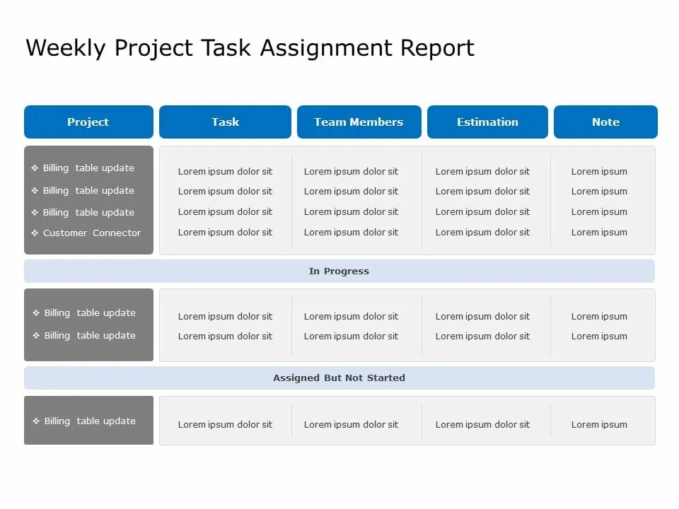 Text to table. Project tasks. assignment report example. test assignments. summary table ppt template.