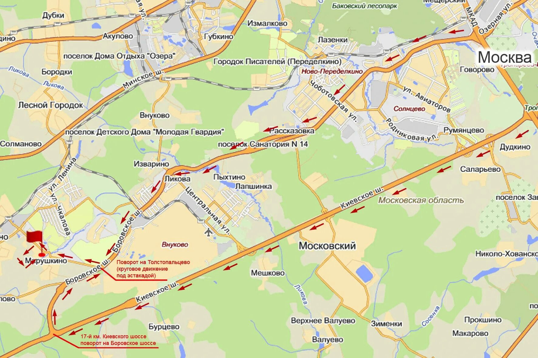 Шарапово московская область одинцовский. Киевское шоссе на карте. Киевское шоссе Москва на карте. Карта Киевского шоссе от Москвы. Киевское шоссе на карте Московской.