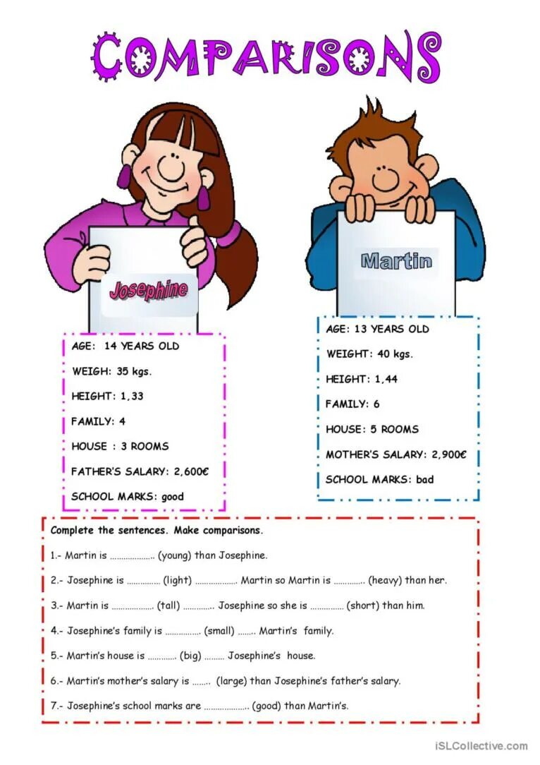 Comparatives and superlatives tasks