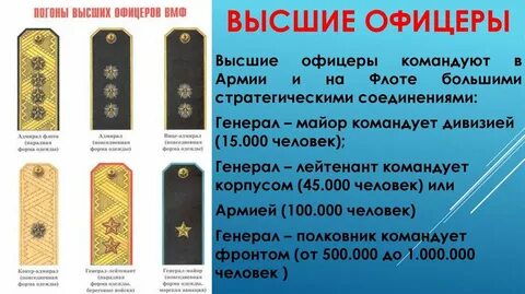 Высшие офицеры это какие звания