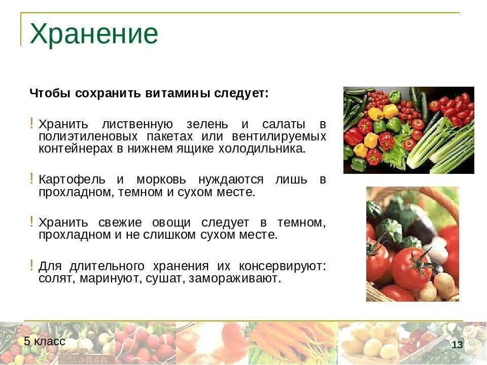 Практическая работа сохранение витаминов в пищевых продуктах. Методы хранения овощей и фруктов. Способы хранения плодов и овощей. Условия и способы хранения овощей. Требования к хранению овощей.