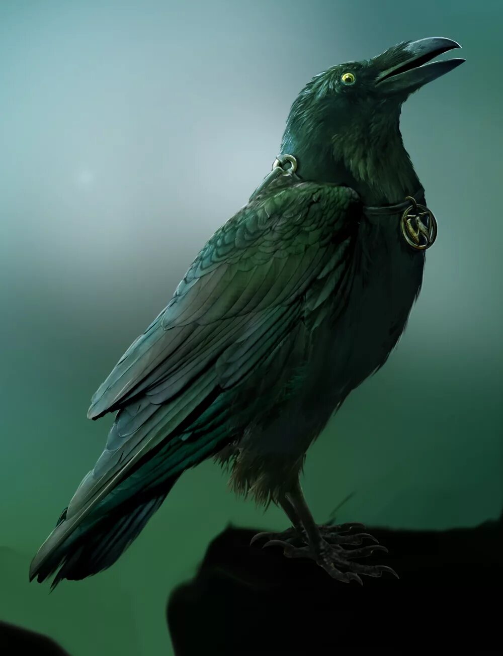 Черно зеленая птичка. Морена ворон Эстетика. Ворон Тотем арт. Красивый ворон. Зеленый ворон.