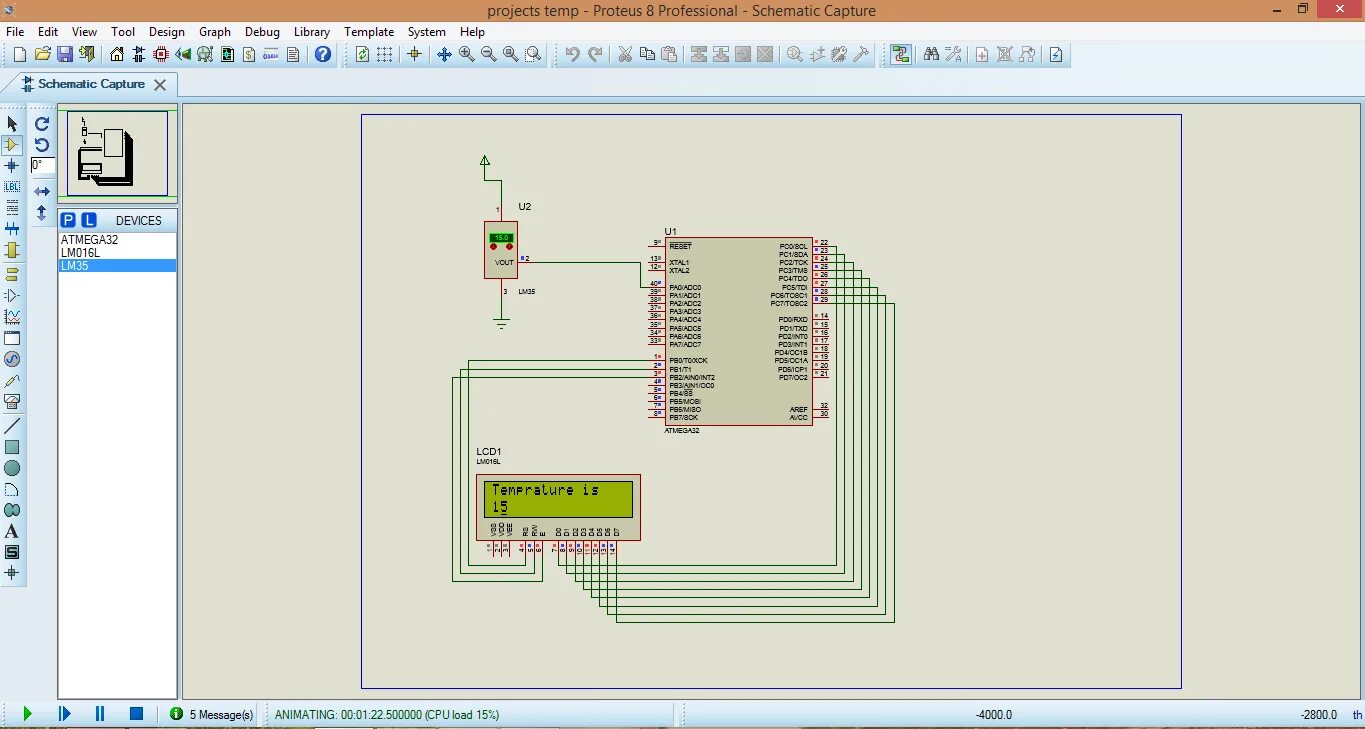 Lm35 ATMEGA. D триггер в протеусе. Atmega48 для Proteus.