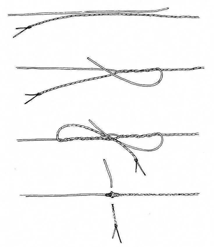 Узлы для привязывания поводков к основной леске. Как привязать поводок к основной леске. Узел для поводка к основной леске. Рыболовный узел для отводного поводка.