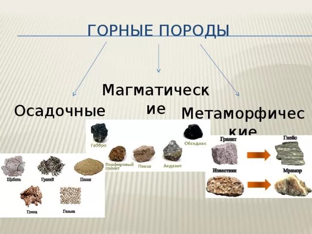 Магматические и осадочные горные породы. Магматические осадочные и метаморфические горные породы. Породы магматические осадочные метаморфические. Осадочные горные породы осадочные горные породы. Примеры горных пород магматического осадочного