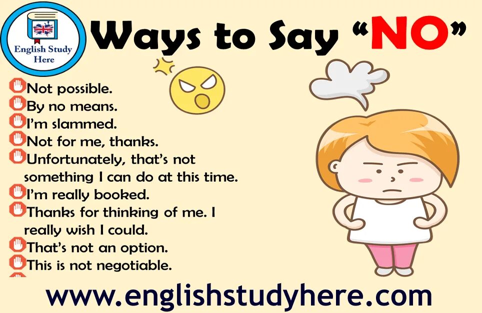 Скажи на английском 10. Ways to say no. Ways to say no in English. Other ways to say. Темы для small talk.