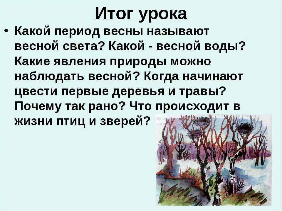 Периоды весны. Почему весну назвали весной. Итоги весны.