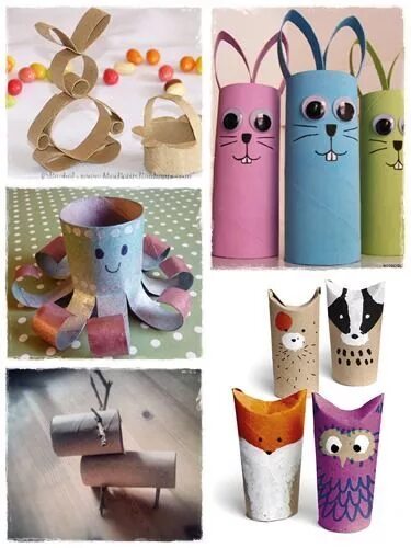 Art co-op project: toilet paper roll characters - reindeer, angel, snowman, cand