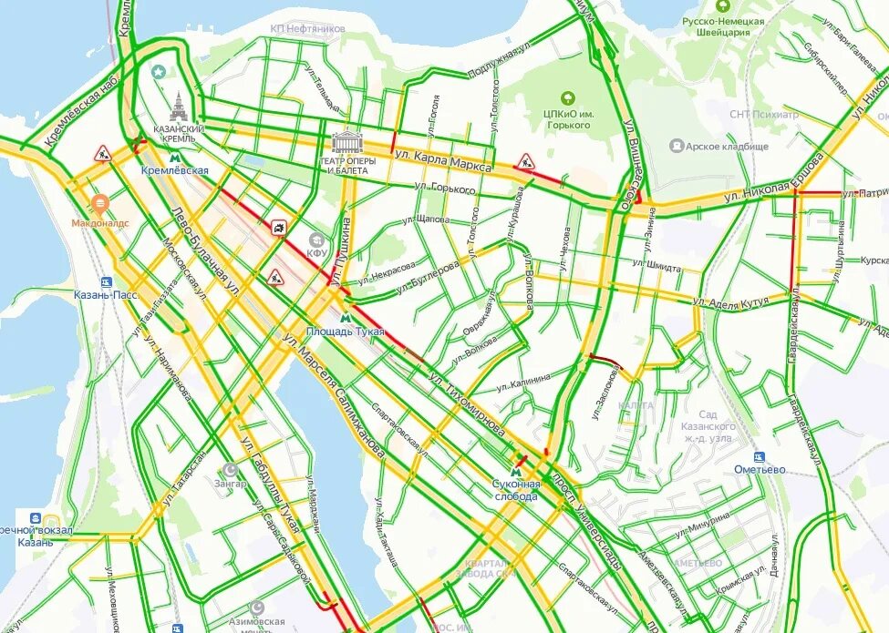 Улица Баумана Казань на карте. Пробки в центре Казани.