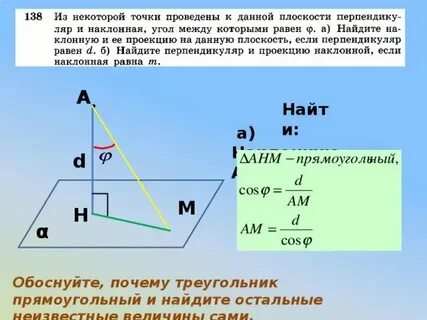Наклонные из одной точки равны