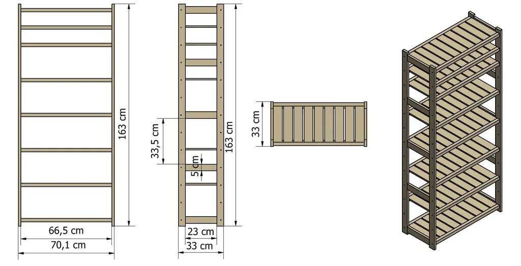 Деревянные стеллажи размеры