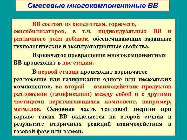 Смесевые взрывчатые вещества. Взрывчатые вещества (ВВ). Классификация взрывчатых веществ. Основные взрывчатые вещества их классификация.