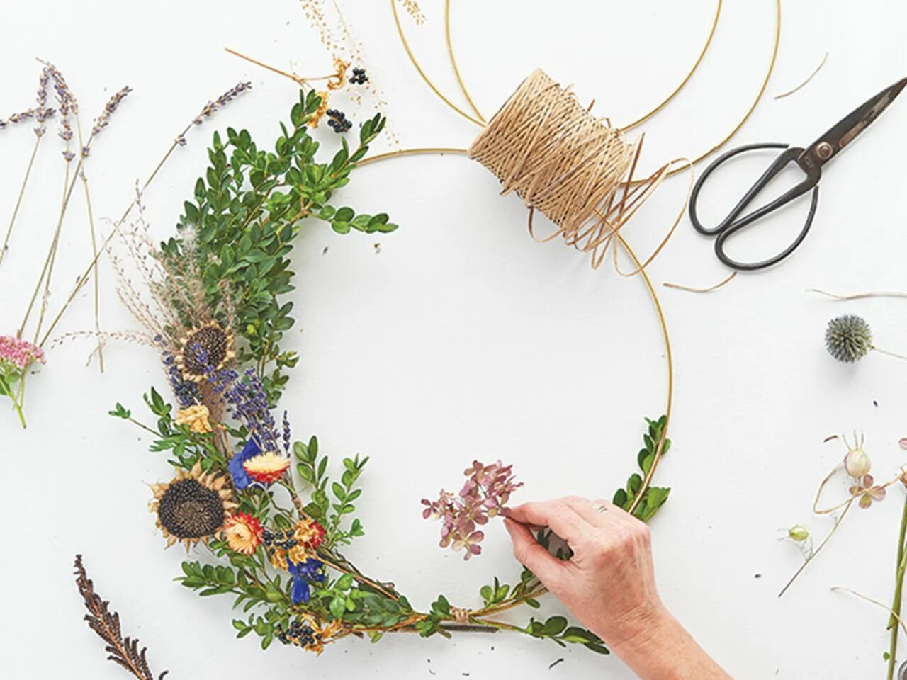 Making wreath. Make wreaths. make wreaths фото. grain wreath craft. marigolds a wreath.