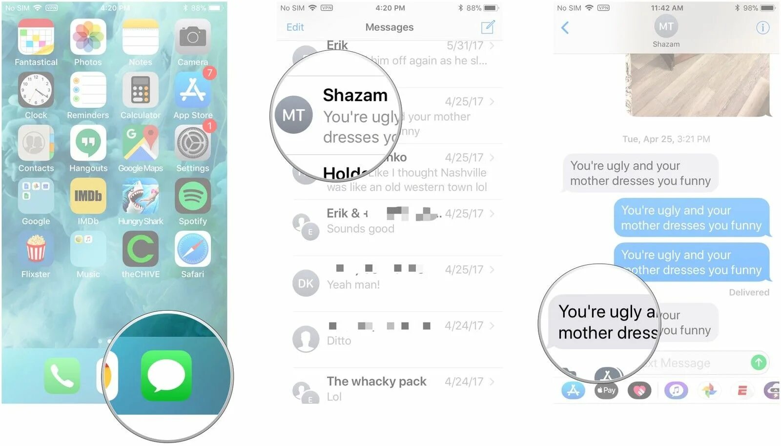Удалить сообщения imessage