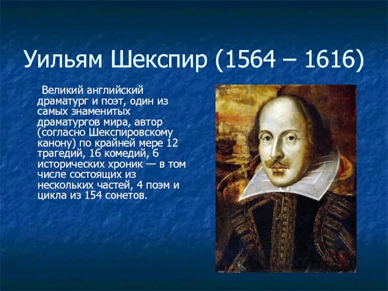 Сообщение о шекспире 8 класс