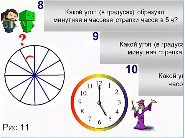 Какой угол образуют стрелки часов в