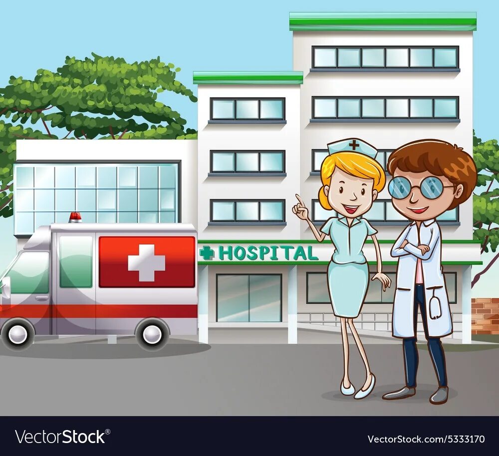 He to hospital take. Больница рисунок. Больница картинка для детей. Рисунки на тему больница. Иллюстрации здание поликлиники и больницы.
