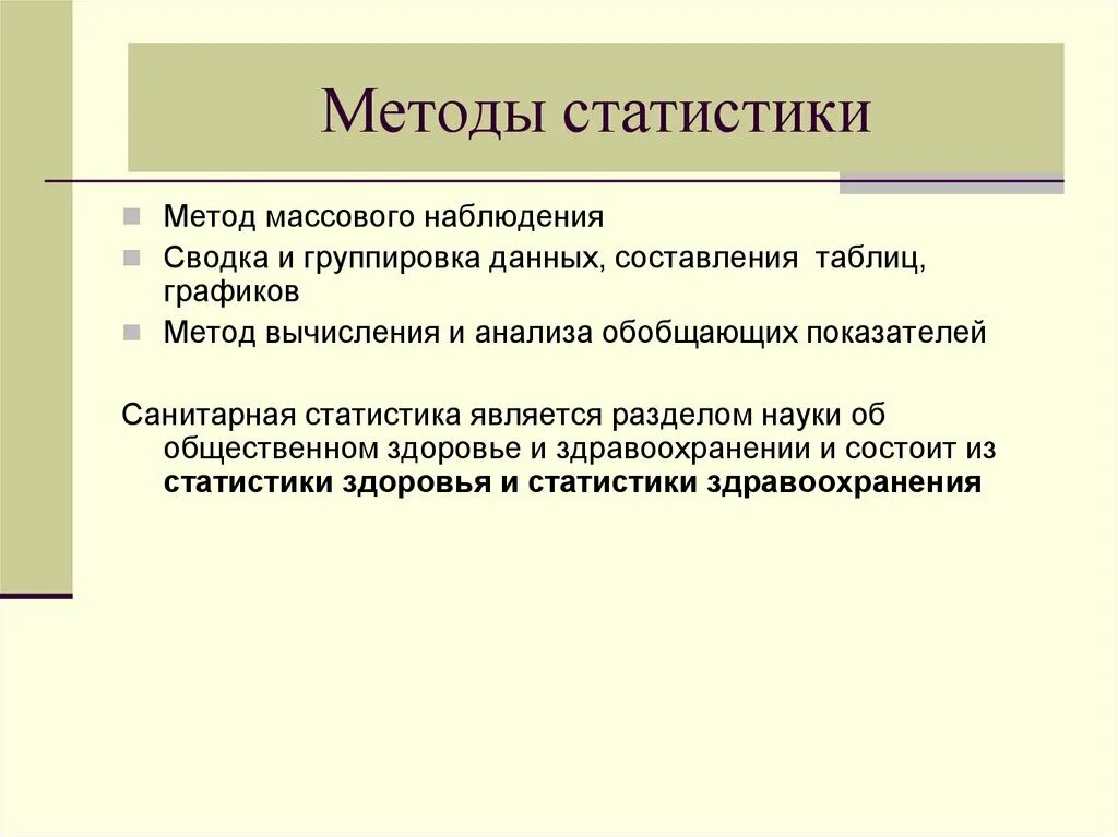 Статистический метод включает. Медико-статистический метод. Медицинская статистика методы. Методы статистики. Методы медицинской статистики.