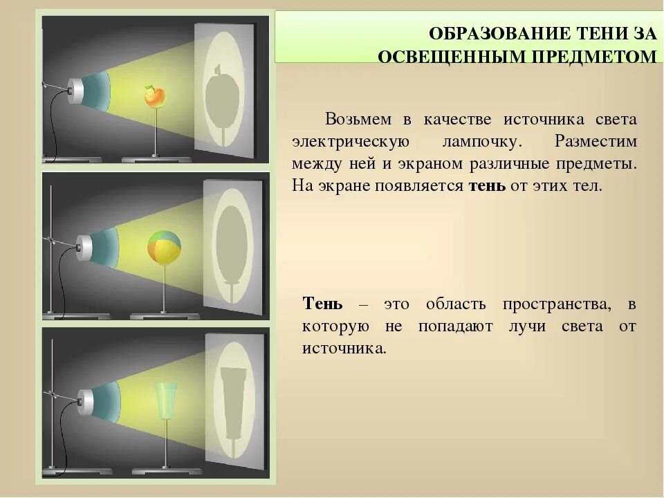 При наличии источника света мы видим. Тень и источник света. Освещенность от различных источников света. Как образуется тень. Размер источника света.