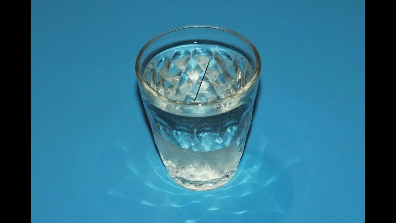 Опыты с иглой. Стакан воды. Поверхностное натяжение воды в стакане. Игла на поверхности воды. Иголка на поверхности воды эксперимент.