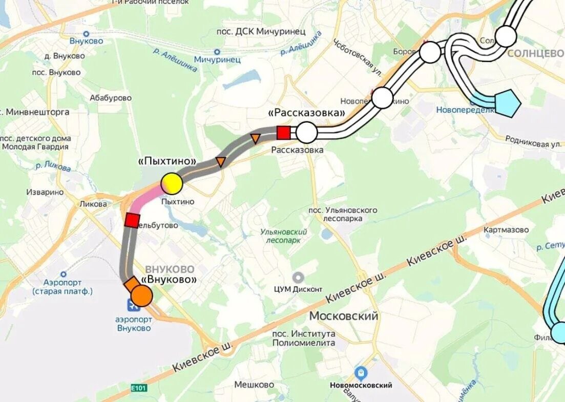 Метро Рассказовка аэропорт Внуково. Станции метро Пыхтино и Внуково. Линия метро во Внуково аэропорт. Схема метро строящиеся станции Внуково.