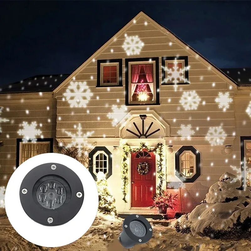 Купить новогодние уличные. Лазерный проектор Snowflake Light. Украшение фасада дома на новый год. Новогоднее украшение дома снаружи. Новогодняя подсветка уличная.