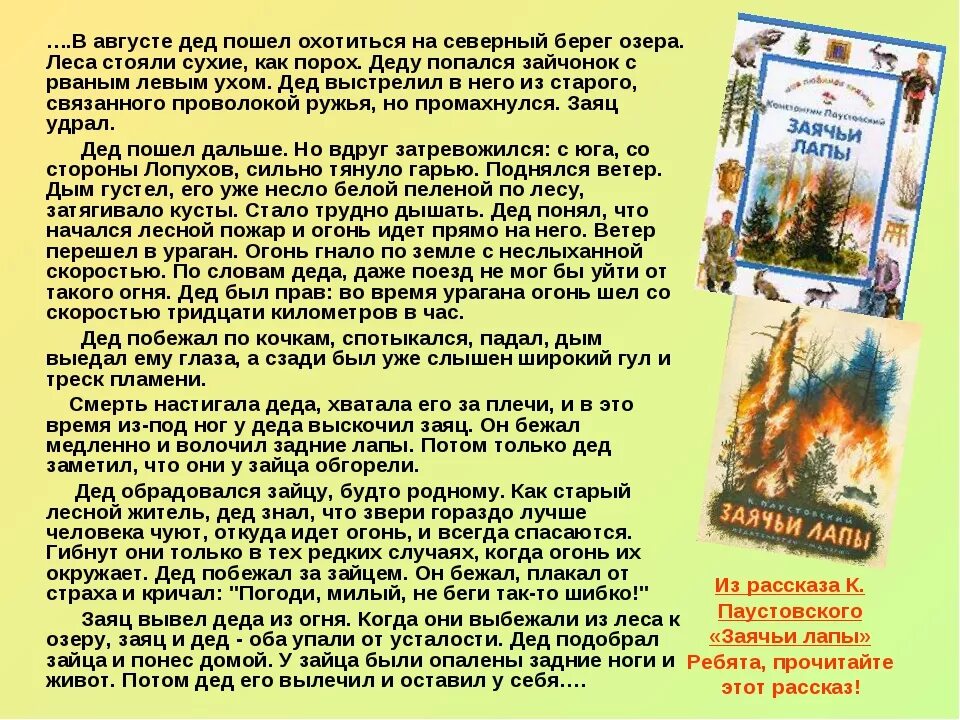 Изложение Паустовский заячьи лапы. Паустовский заячьи лапы текст. Произведения Паустовского 3 класс заячьи лапы. Рассказ Лесной пожар Паустовский. Рассказ паустовского заячьи лапы текст