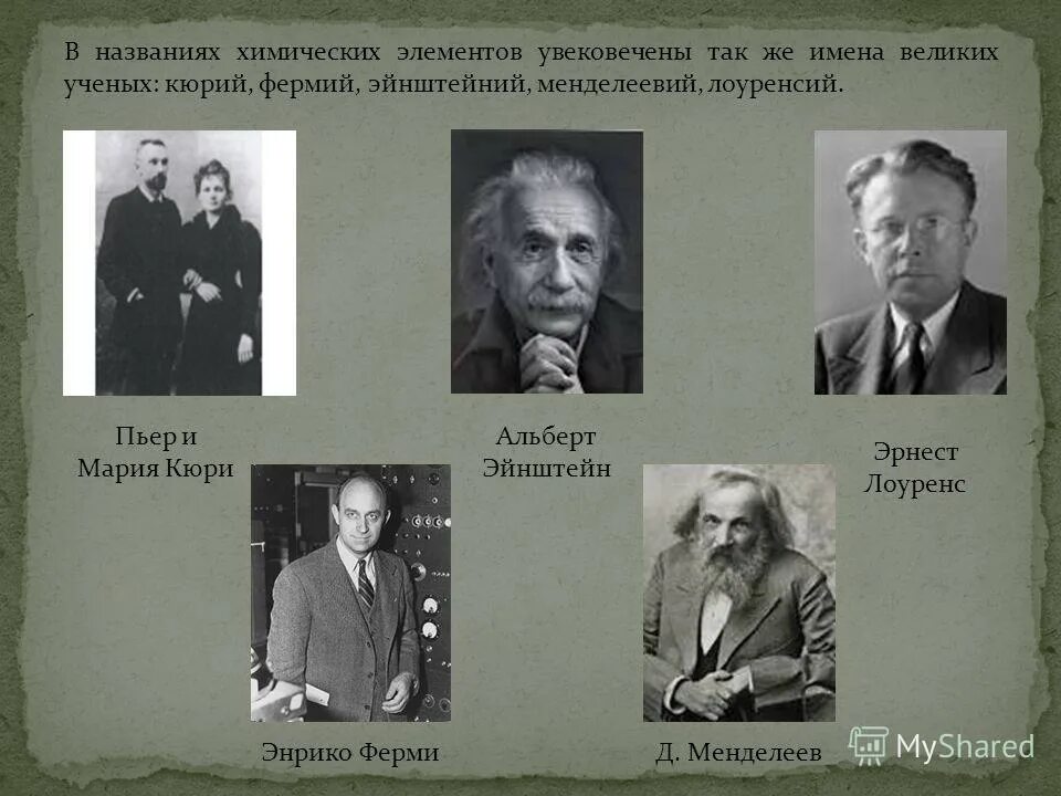 Элементы которые названы в честь великих ученых. Элементы которые названы в честь великих ученых