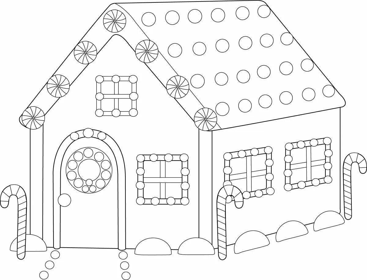 Раскраска дом для детей 3 лет. Раскраска Пряничный домик новогодний. Трафарет "Пряничный домик", а4. Раскраска. Домики. Дом раскраска.
