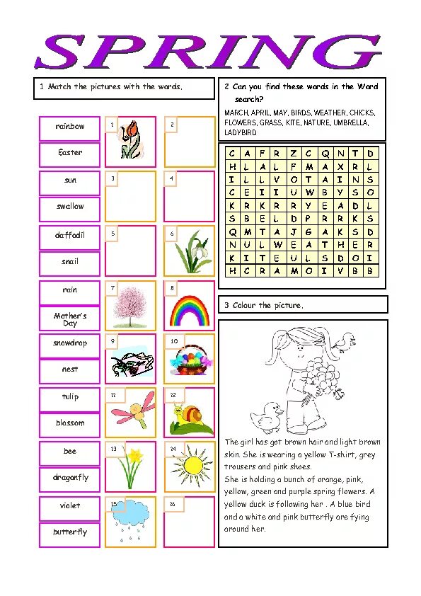 Spring worksheets for kids