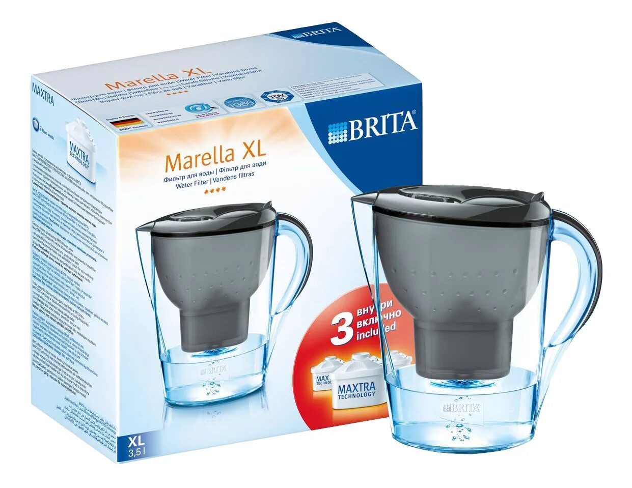 Фильтр кувшин Brita Marella XL 2 Л. Фильтр для очистки воды Brita Marella XL 3,5л графит. Brita Marella XL 3.5Л gr. Фильтр-кувшин для воды Brita с 3 картриджами. Озон фильтр кувшин для воды