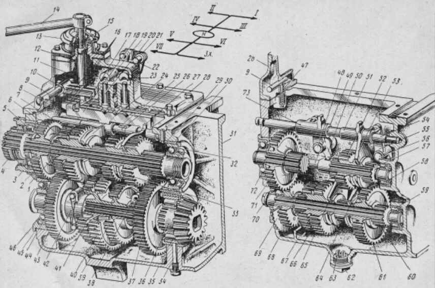 Коробка передач трактора ДТ-75. Схема коробки трактора ДТ 75. Реверс-редуктор ДТ-75 устройство. Схема коробки передач ДТ 75.