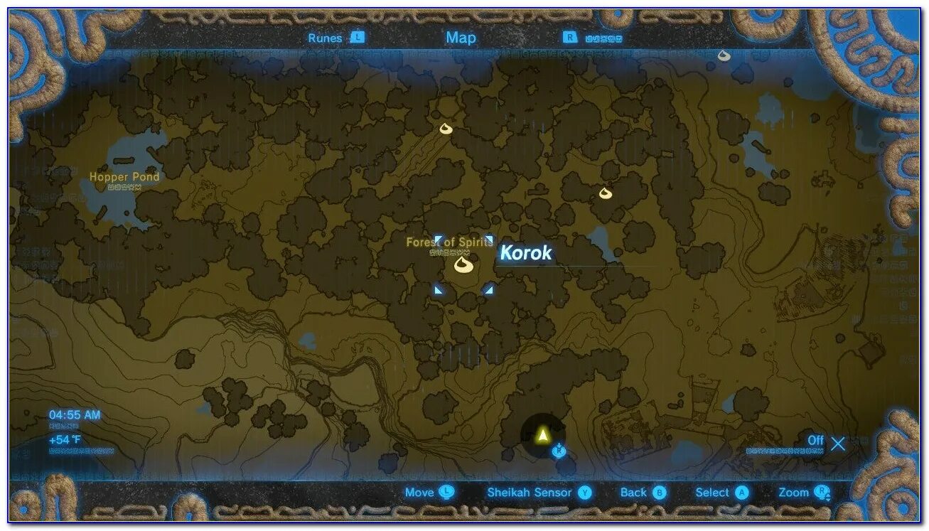 Zelda botw map. Zelda Breath of the Wild лес корок. Карта Короков в Зельде. Зельда деревню корок. Лес Короков на карте.