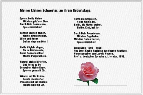 Meiner kleinen Schwester, an ihrem Geburtstag - Ernst Koch - Gedichte