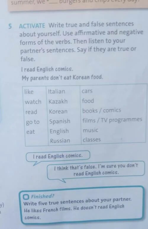 Use the phrases to write true sentences. Write true sentences about yourself. Write true false. True or false sentences. Write true sentences with affirmative and negative forms of be ex4 5 класс.