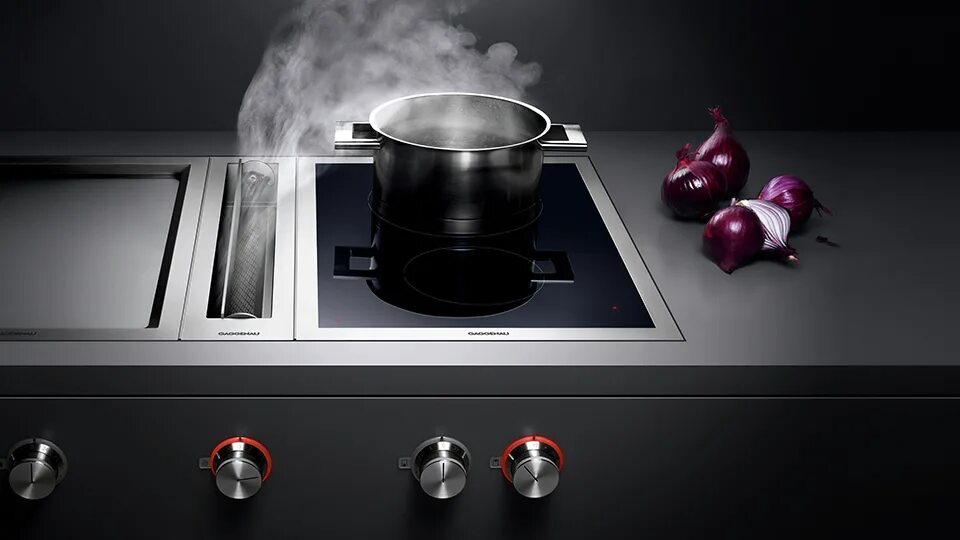 Производство варочных панелей. Gaggenau vi422113. Вытяжка Гаггенау встраиваемая в столешницу. Gaggenau vl414111. Вытяжка Gaggenau.