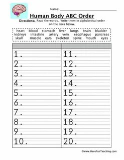 Put the words in alphabetical order