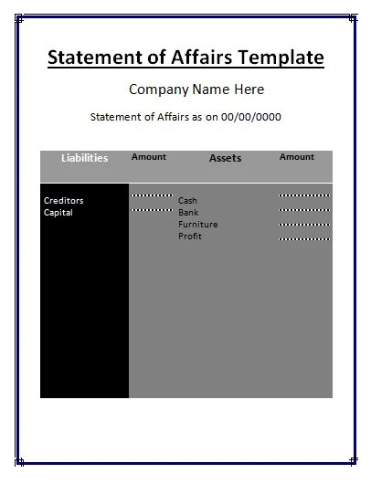 Statement template. Statement template