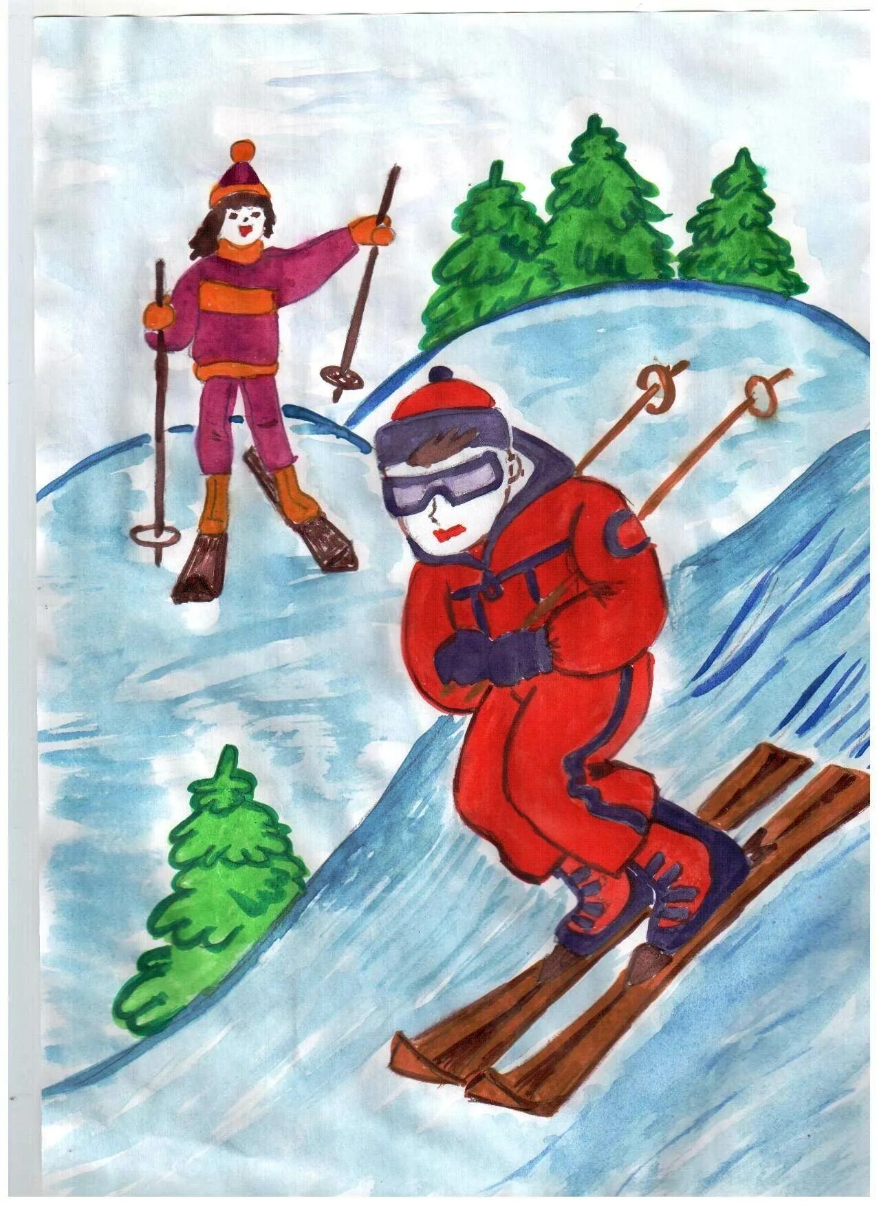 Рисунок на тему зимние виды спорта. Рисунок на тему спорспорта. Зимний спорт рисунок. Рисунки на зимнюю спортивную тему. Лыжник 3 класс
